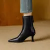 Botines de Tacón Alto Puntiagudos para Mujer 2026 Otoño/Invierno Nuevo Estilo Francés Estilo Retro Versátiles Cómodos Piel Suave Elásticos Adelgazantes Botas