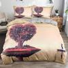 Set romántico de tres piezas de amor para el Día de San Valentín Amazon comercio exterior transfronterizo funda de edredón con impresión digital 3D funda de almohada ropa de cama