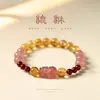 Pulsera de Citrino Natural Mingtai Crystal, Cuentas de Cinabrio, Cristal Amarillo Tower de Nicho, Cristal de Fresa, Pulsera Pixiu para Mujer