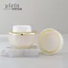 Botella Acrílica Blanca Perla con Tapa Redonda y Superficie de Diamante, Botella de Esencia de Emulsión de Agua, Botella de Crema para Ojos, Material de Empaque para Set de Botellas de Cosméticos