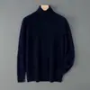 Nuevo Suéter de Lana 100% Pura para Hombre Otoño e Invierno Primera Línea Listo para Usar Cuello Alto Holgado Casual Tejido de Lana Suéter