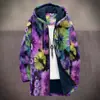 2025 Cardigan Casual Masculino com Capuz e Zíper Padrão Tie-Dye Cross-Border Temu Jaqueta de Algodão Forro Cinza DIY
