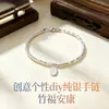 Bendiciones de Bambú y BienestarPulsera de Bambú de Plata de Ley S925 Accesorios Creativos Hechos a Mano Material DIY para Atraer Riqueza y Fortuna
