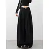Pantalones azules plisados de pierna ancha para mujer, nueva colección otoño 2026, con caída fluida, un look sofisticado, tiro alto, adelgazantes y un diseño relajado de pierna curva