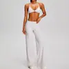 Conjunto nuevo de pantalones anchos casuales para primavera y verano para mujer, alta elasticidad, control de abdomen, pantalones rectos plisados, conjunto para correr, fitness, yoga