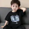 Camisetas Estampadas Suaves de Algodón Puro de Verano para Niños Mayores, Elegantes Camisas de Manga Corta con Cuello Redondo Estilo Coreano, Ropa Infantil, Playeras de Manga Corta para Niños