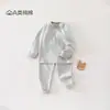 Roupas de bebê, algodão puro Classe A, conjunto de underwear de duas peças para recém-nascido, calça de cintura alta e quadril largo, conjunto de loungewear unissex para bebê