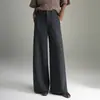 Pantalones de Lana Elegantes de Pierna Ancha para Mujer Otoño/Invierno 2026 Nuevos Pantalones Rectos de Cintura Alta que Cubren la Cadera Pantalones Casuales con Caída Elegante