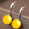 Pendientes de plata de ley S925 con ágata natural, amarilla, azul y verde esmeralda. Pendientes cortos de calcedonia roja para mujer. Pendientes con gancho para la oreja con piedra preciosa blanca.
