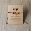 12 Pulseiras de Signos do Zodíaco, Pulseiras de Pedra Natural, Pulseiras Trançadas Ajustáveis, Pingentes, Pedra Olho de Tigre Ametista