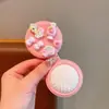 Peine Plegable Portátil Lindo con Tapa Flip-Top, Peine Masajeador Pequeño con Espejo Integrado, Peine Mini de Aire Portátil para Mujeres