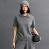 Cachorro Versátil de Cachemira para Mujer Tejido de Cachemira Otoño e Invierno Nuevo Estilo Perezoso Tejido Cuello Polo Moderno Simple Estilo Preppy