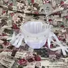 Perla Estilo Western Niña de las Flores de Boda Cesta Pequeña para Esparcir Pétalos Cesta de Flores para Pasarela de Encaje Blanco Regalo de Boda para la Novia
