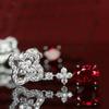 Pendientes de flores y estrellas con diamantes completos microincrustados, rubíes, diamantes de alto carbono, corindón rojo, diamantes rojo pichón, pendientes largos
