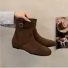 Botas altas retro apiladas para mujer, nuevo estilo otoño e invierno, con elevador interno, botas altas hasta la rodilla, botas vaqueras occidentales de suela plana