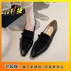Zapatos de Cuero Estilo Británico 2026 Otoño Nuevo Estilo de Empalme Francés Tacón Grueso Punta Fina Zapatos Individuales Elegantes Tacón Medio Mocasines Elegantes