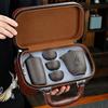 Conjunto de Chá de Viagem Areia Roxa Traje para Exterior Bolsa de Couro Uma Bule Três Xícaras Bule Conjunto Completo de Cerâmica Presente de Acompanhamento Presente Personalização