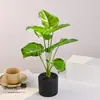 Planta Verde de 9 Folhas Artificial em Vaso Flor Artificial Decoração Criativa para Casa Estúdio de Fotografia Enfeites Planta Verde Artificial Bonsai Artificial