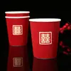 Copo de água vermelho suprimentos de casamento coleção completa ondulado espessado novo banquete de casamento vinho água fervida doméstico vinho tinto anti-queimadura cerveja