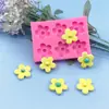 Molde de Silicone Pequena Flor Seis Elos Chocolate Bolo DIY Flor Aromaterapia Gesso Molde Decoração de Carro Suprimentos