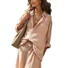 Nova Camisa de Algodão e Linho Cor Rosa Nude 2026 para Mulheres, Mangas Dobráveis, Gola Reversível Casual, Bolsos Canguru, Caimento Solto, Blusa de Manga Longa Protetora do Sol