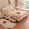 2026 Nuevo Estilo Francés Crema Puff de Crema Cama Nube Chenilla Cama Moderna Simple Dormitorio Principal Cama Doble Tapizada