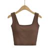 Chaleco corto cruzado sexy de verano 2024, estilo Spice Girl, ropa de mujer con cuello cuadrado y tirantes acolchados en el pecho, top popular en Internet.