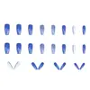 Estilo Lujo Avanzado Azul Blanco Degradado Azul y Blanco Salto de Color Nicho Arte de Uñas Largas 24 Parches de Uñas Portables