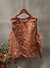 Colete de linho feminino 2025 verão literário retrô lavagem com areia cor frita gola redonda pullover sem mangas camiseta colete 24-337