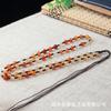 Collar de ágata tejido a mano cuerda 6mm cadena de cuentas de calcedonia línea anudada hilo dorado cuenta redonda de jade línea trenzada al por mayor
