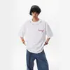 Camiseta de Verano para Hombre Estilo Americano High Street Bordado de Puntos de Colores Cuello Pequeño para Hombres Jóvenes con un Diseño Único y Corte Holgado