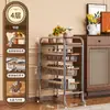 Carrito Estrecho Estante de Almacenamiento, Estante de Cesta de Cocina Multicapa de Pie para Snacks y Frutas y Verduras, Estante de Almacenamiento Móvil Estilo Vintage