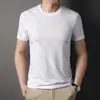 Verão Novo Masculino Manga Curta Casual Fino Jacquard Seda de Gelo Solto Estilo Coreano Casual Masculino Gola Redonda Camiseta Básica para Jovens