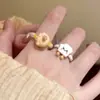 Anillo Abierto de Pata de Oso Perla Lindo para Mujer, Anillo de Dedo Índice Juguetón de Lujo Ligero de Nicho de Gama Alta, Tendencia de Anillo de Moda y Único