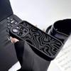 Funda de Teléfono Única con Diseño No Recargado, Patrón de Ola Negro Puro para iPhone 15 Pro Max, Resistente a Golpes, Resistente a la Suciedad, Textura Mate Ip17
