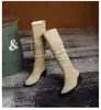 Botas de tornozelo plissadas da moda para afinar o corpo de mulheres, botas de cano alto, novo estilo outono/inverno 2026, botas de cowboy western de perna larga