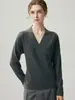 Suéter de Punto de Cachemira a Rayas y Bloques de Color con Cuello en V para Mujer, Otoño/Invierno, Elegante y con Estilo, Suéter Básico