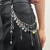 Estilo Milenio Y2K Mariposa Colorida Cadena de Pantalón Multicapa Colgante de Cruz Plateada Estrella Accesorios de Cadena Colgante para Pantalones Cargo de Chica Caliente