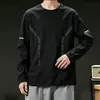 Camiseta de manga larga para hombre, capa interior de otoño para hombre, camiseta base elástica de corte holgado, camiseta estampada estilo coreano ins para hombre