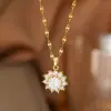 Collar de Acero de Titanio Dongguan para Mujer con Colgante en Forma de Corazón de Diamante Rosa Microincrustado, Cadena para Clavícula Versátil y de Moda Chapada en Oro de 18 Quilates