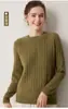 Nuevo Otoño/Invierno 100% Cachemir para Mujer Cuello Redondo Manga Larga Tejido de Punto Trenzado Versátil para el Trabajo Holgado Adelgazante Top Base