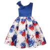 Europa y Estados Unidos ropa nueva de moda para niños princesa hombro oblicuo vestido estampado de flores ropa de presentación para piano