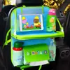 Bolsa de almacenamiento linda de dibujos animados para respaldo de asiento, organizador multifuncional para asiento de coche, protector anti-suciedad para asiento trasero, protector anti-patadas, cuero