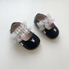 Zapatos de Cuero con Tira en T para Niña de Color Sólido con Adorno de Encaje, Modelo Otoño 2026, Zapatos Suaves para Niños Pequeños