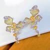 Libro Rojo recomienda Joyería de Lujo de Alta Gama Diseño Super Hada Aretes de Mariposa Celebridad de Internet Transmisión en Vivo Micro-engaste Aretes de Diamantes Amarillos