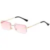 Gafas de Sol sin Marco para Mujer, Marco Cuadrado Pequeño, Lentes Oceánicas, Patillas de Resorte, Estilo Urbano de Moda, Gafas Transfronterizas