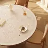 Toalha de mesa redonda estilo vintage, à prova d'água, à prova de óleo, lavável, luxo leve, jogo americano de mesa de jantar de alta qualidade, tapete de mesa para mesa de centro em PVC