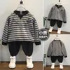 Sudadera Rayada para Niños 2025 Otoño Nueva Estilo Coreano Holgada Casual Moda Tendencia Sudadera para Niños