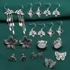 Aretes de plata de ley flores pequeñas mariposa pájaro aretes vintage ganchos viejos para orejas pasadores para orejas aretes joyería al por mayor