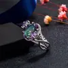 Anillo de Zircón Arcoíris para Mujer Anillo de Diamante de Piedra Colorida Transfronterizo Europeo y Americano Joyería de Lujo Ligero Venta al por Mayor
